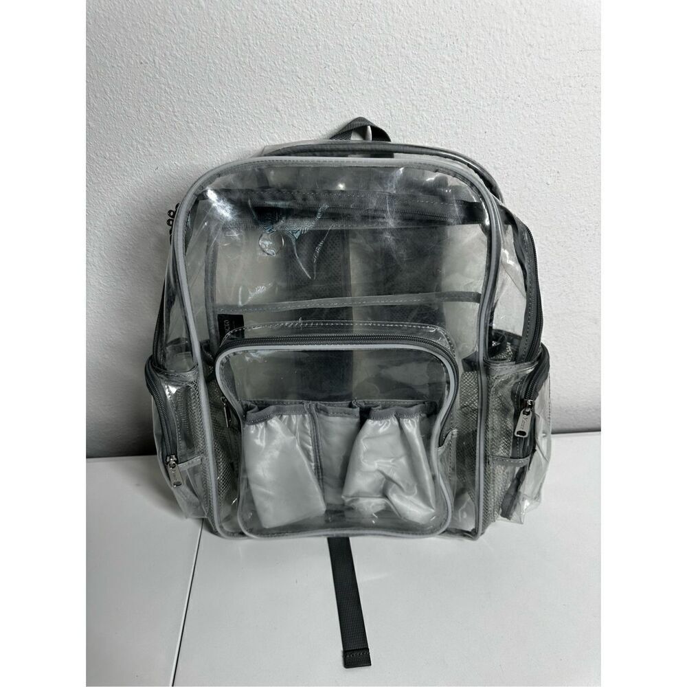 Mancro Clear Backpack Transparent See Thru School Security Heavy Duty Bookbag